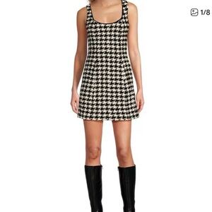 ANTONIO MELANI Black and White Houndstooth Mini Dress